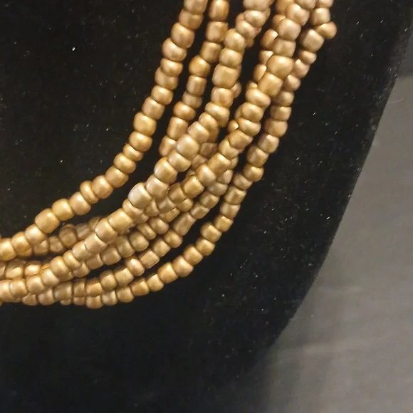 Elegant Gold Multi Stramd Beaded Necklace - Picture 3 of 8